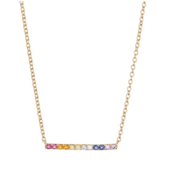 NEW In Box Nadri Rainbow Dainty Minimalist Gold Bar Pendant Necklace Gold-tone - Picture 1 of 6